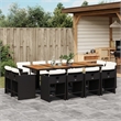 vidaXL 12 Piece Poly Rattan Patio Dining Set in Brown/Cream white/Black