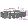 vidaXL 12 Piece Poly Rattan Patio Dining Set in Brown/Cream white/Black