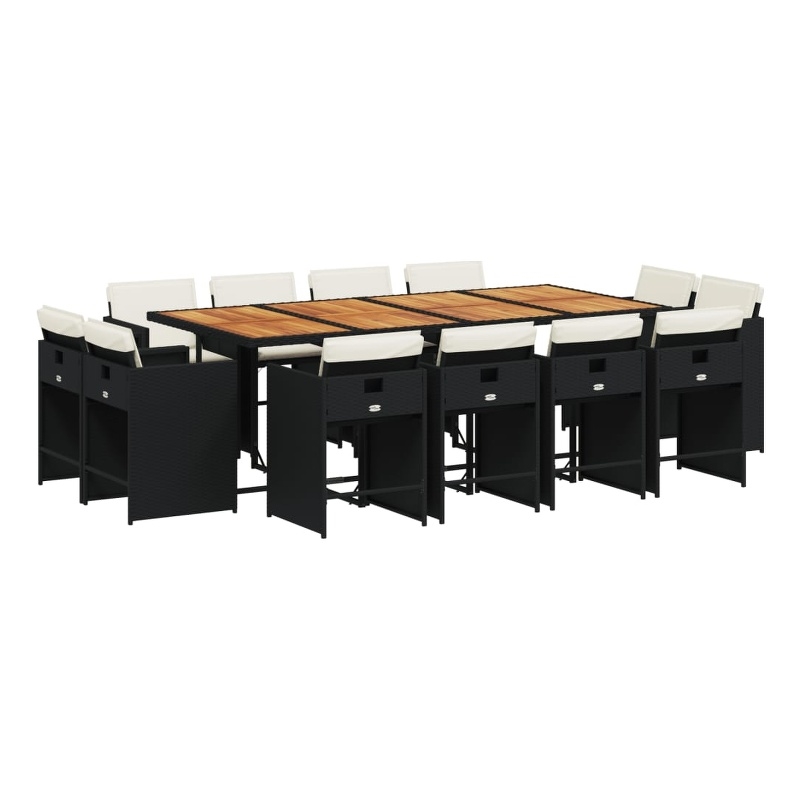 vidaXL 12 Piece Poly Rattan Patio Dining Set in Brown/Cream white/Black