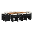 vidaXL 12 Piece Poly Rattan Patio Dining Set in Brown/Cream white/Black