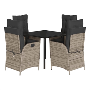 vidaXL 5 Piece Poly Rattan Garden Dining Set in Black