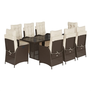 vidaXL 9 Piece Garden Dining Set in White