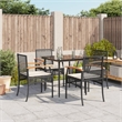vidaXL 5 Piece Poly Rattan Garden Dining Set in Black/Cream White