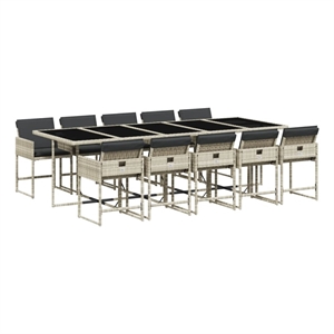 vidaXL 11 Piece Poly Rattan Garden Dining Set in Anthracite