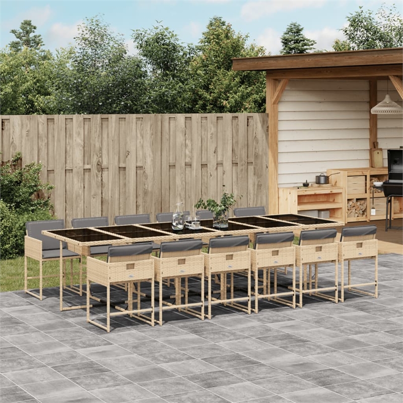 vidaXL Poly Rattan Garden Dining Set in Beige