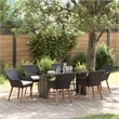 vidaXL 7 Piece Poly Rattan Garden Dining Set with Cushions in Black
