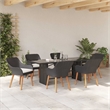 vidaXL 7 Piece Poly Rattan Garden Dining Set with Cushions in Black