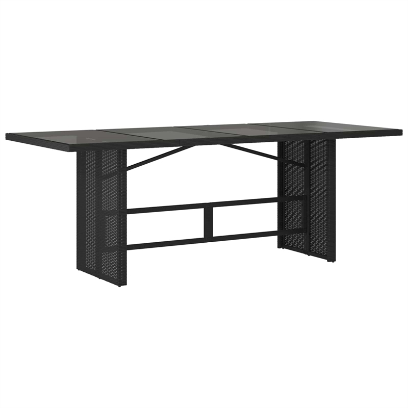 vidaXL 7 Piece Poly Rattan Garden Dining Set with Cushions in Black