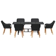 vidaXL 7 Piece Poly Rattan Garden Dining Set with Cushions in Black
