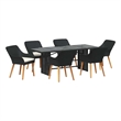 vidaXL 7 Piece Poly Rattan Garden Dining Set with Cushions in Black