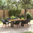 vidaXL 7 Piece Poly Rattan Garden Dining Set with Cushions in Black