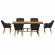 vidaXL 7 Piece Poly Rattan Garden Dining Set with Cushions in Black