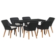 vidaXL 7 Piece Poly Rattan Garden Dining Set with Cushions in Black