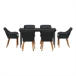 vidaXL 7 Piece Poly Rattan Garden Dining Set with Cushions in Black