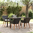 vidaXL 5 Piece Poly Rattan Garden Dining Set with Cushions in Black