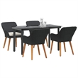 vidaXL 5 Piece Poly Rattan Garden Dining Set with Cushions in Black
