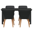 vidaXL 5 Piece Poly Rattan Garden Dining Set with Cushions in Black