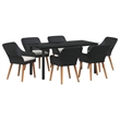 vidaXL 7 Piece Poly Rattan Garden Dining Set with Cushions in Black
