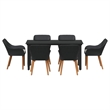vidaXL 7 Piece Poly Rattan Garden Dining Set with Cushions in Black