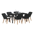 vidaXL 7 Piece Poly Rattan Garden Dining Set with Cushions in Black