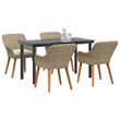 vidaXL 5 Piece Poly Rattan Garden Dining Set with Cushions in Beige