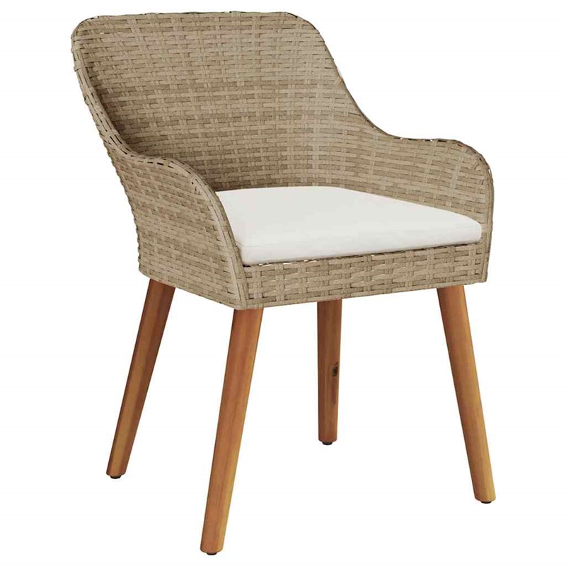 vidaXL 5 Piece Poly Rattan Garden Dining Set with Cushions in Beige