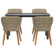 vidaXL 5 Piece Poly Rattan Garden Dining Set with Cushions in Beige