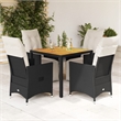 vidaXL 5 Piece Poly Rattan Garden Dining Set in Black/Cream White