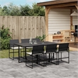 vidaXL 7 Piece Poly Rattan Garden Dining Set in Black/Cream White