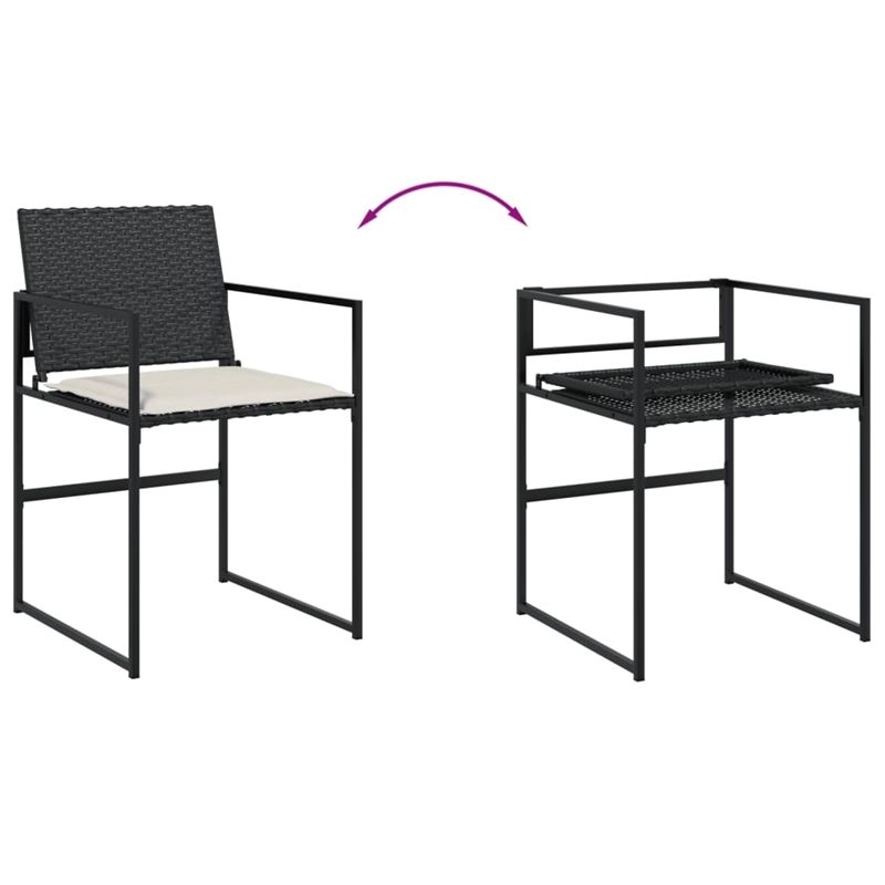 vidaXL 7 Piece Poly Rattan Garden Dining Set in Black/Cream White