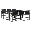 vidaXL 7 Piece Poly Rattan Garden Dining Set in Black/Cream White