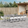 vidaXL 15 Piece Steel Garden Dining Set in White/Light Gray