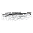vidaXL 15 Piece Steel Garden Dining Set in White/Light Gray