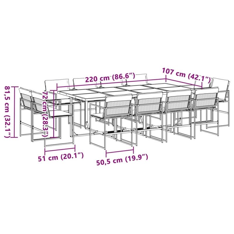 vidaXL 13 Piece Garden Dining Set in Anthracite