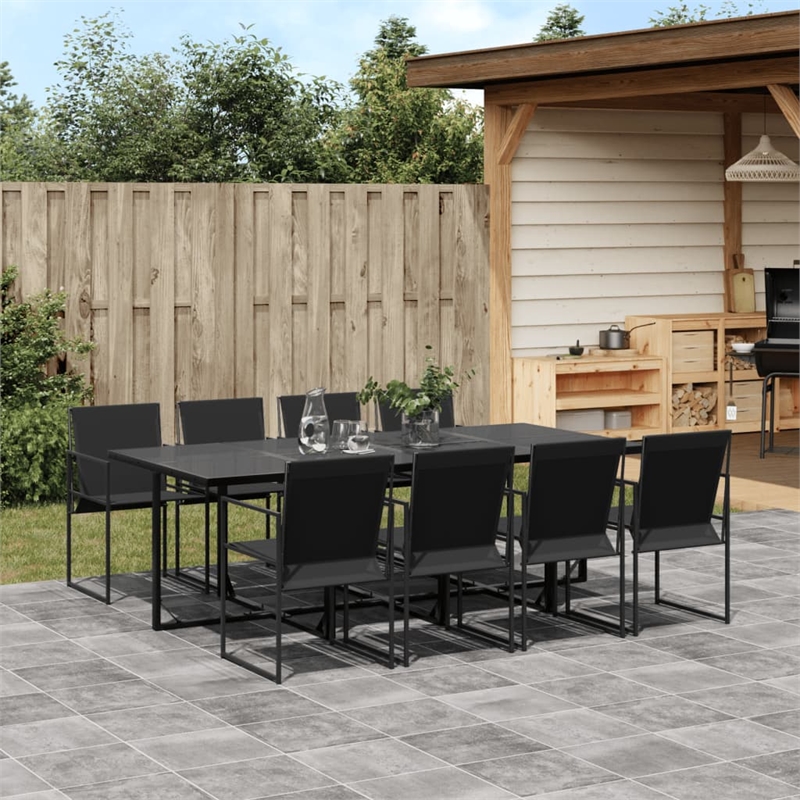 vidaXL Steel Garden Dining Set in Black