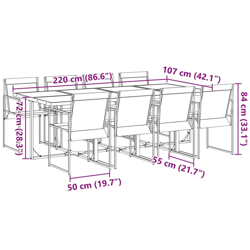 vidaXL Steel Garden Dining Set in Black