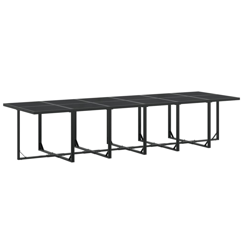 vidaXL 17 Piece Steel Garden Dining Set in Black