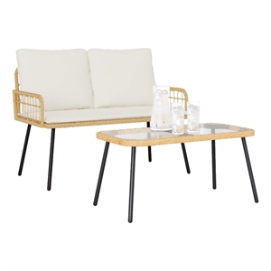 vidaXL Poly Rattan Garden Dining Set in Natural