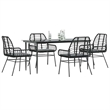 vidaXL 5 Piece Poly Rattan Garden Dining Set in Black/Dark Grey