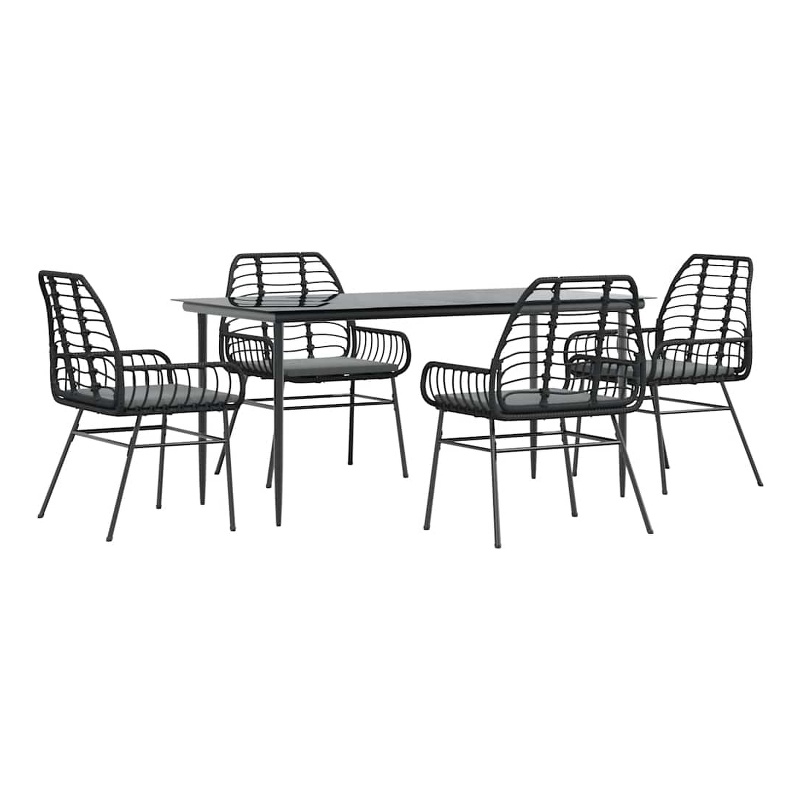 vidaXL 5 Piece Poly Rattan Garden Dining Set in Black/Dark Grey