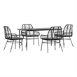 vidaXL 5 Piece Poly Rattan Garden Dining Set in Black/Dark Grey