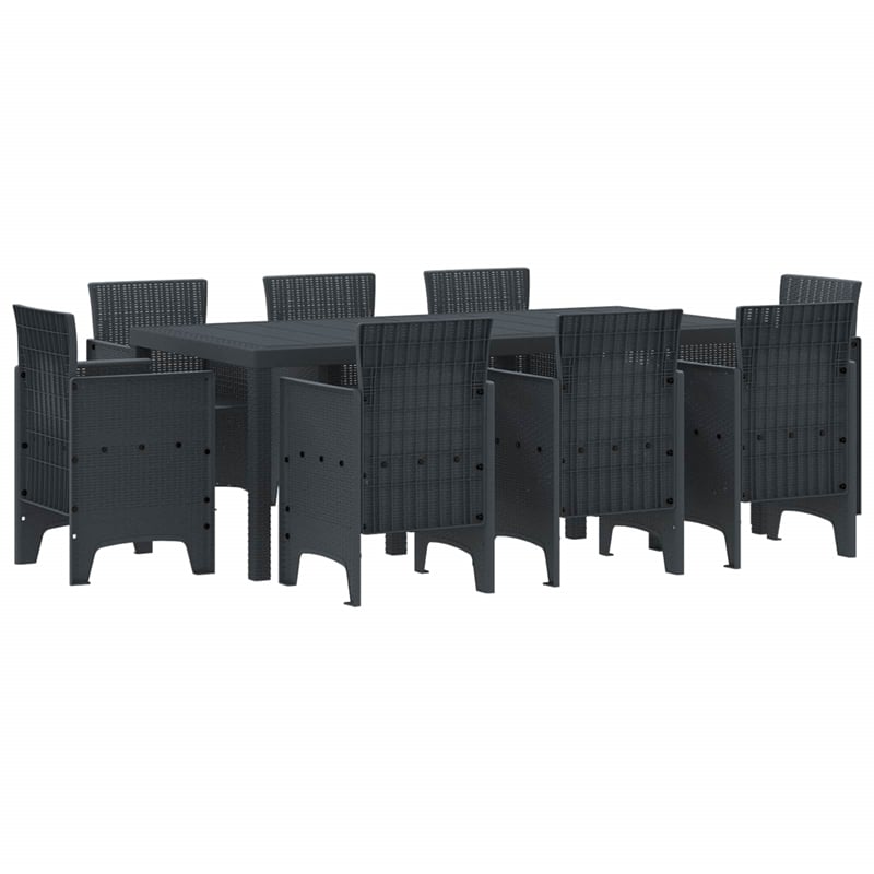 vidaXL Poly Rattan Garden Dining Set in Anthracite