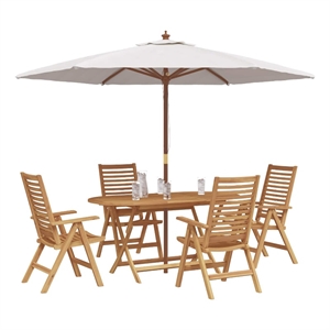 vidaXL 5 Piece Solid Teak Wood Garden Dining Set in Brown