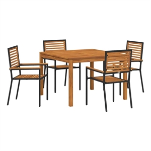 vidaXL 5 Piece Poly Rattan Garden Dining Set in Black