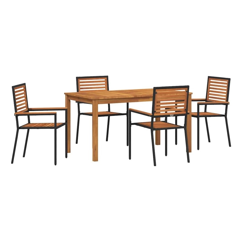 vidaXL 5 Piece Poly Rattan Garden Dining Set in Black