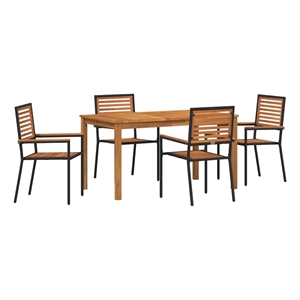 vidaXL 5 Piece Poly Rattan Garden Dining Set in Black