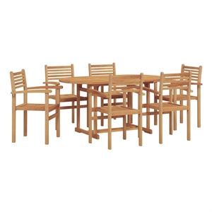 vidaXL 7 Piece Garden Dining Set in Brown