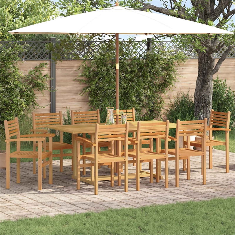 vidaXL Solid Teak Wood Garden Dining Set in Brown