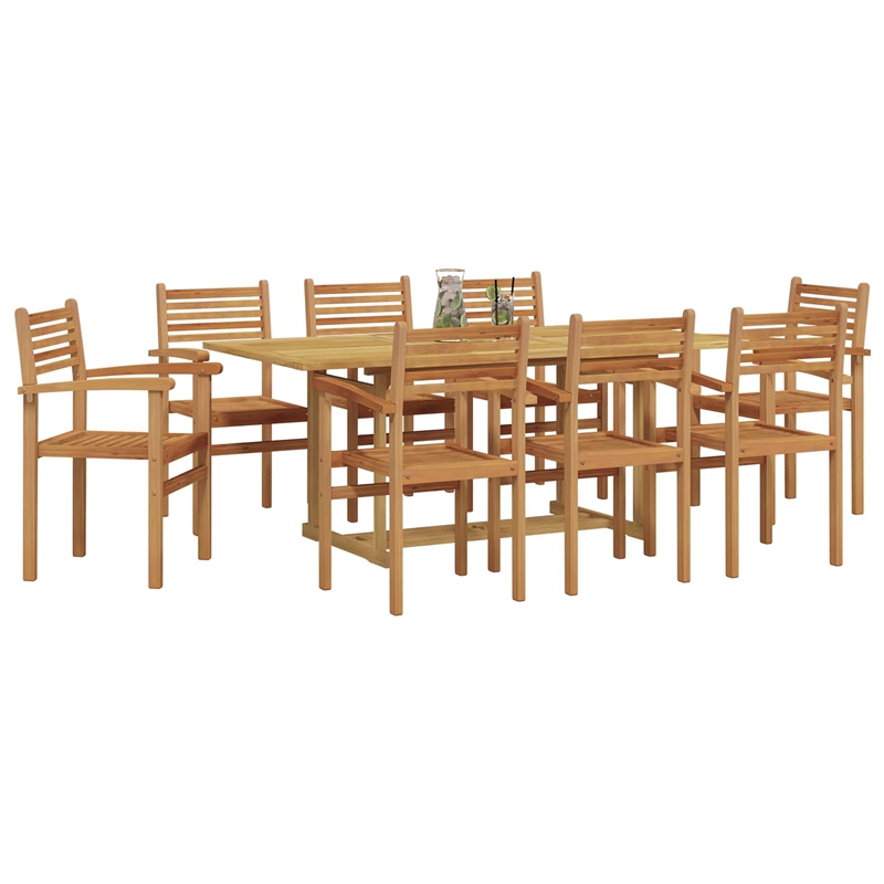 vidaXL Solid Teak Wood Garden Dining Set in Brown