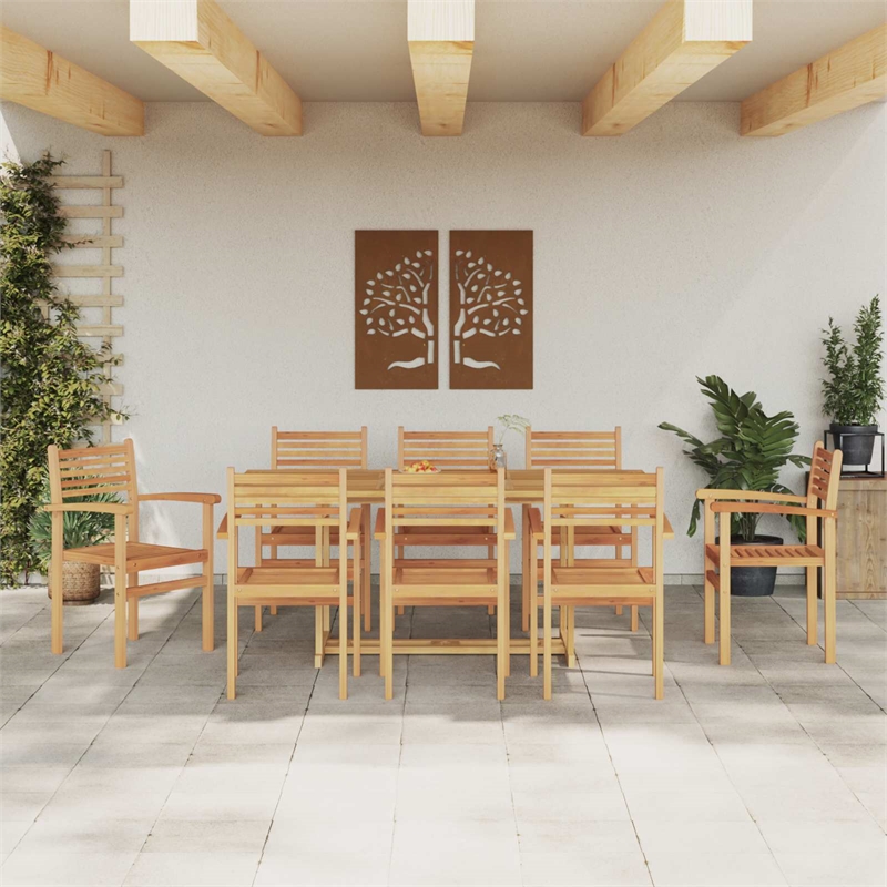 vidaXL Solid Teak Wood Garden Dining Set in Brown